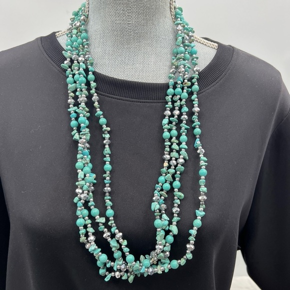 Semi precious gemstones necklace 4 strands - Picture 3 of 7